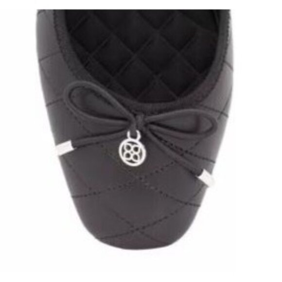 Kelly & Katie Sebrinel Black Quilted Vegan Leather Grosgrain Ballet Flat size7 - Picture 2 of 8